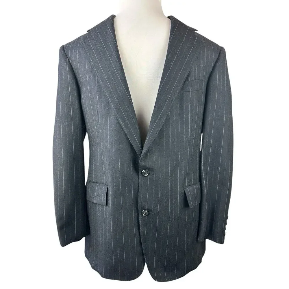 Polo Ralph Lauren Wool Cashmere Pinstriped Blazer Suit Jacket Size 40 H14378 - Picture 10 of 16